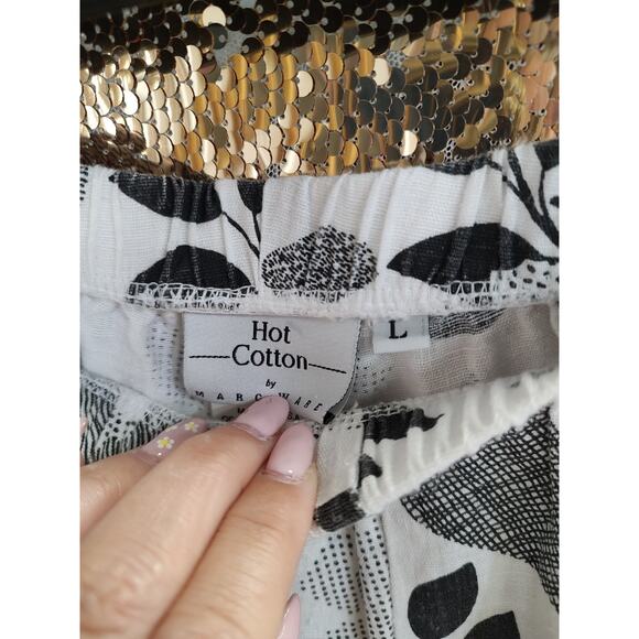 Hot Cotton Linen Cotton Blend Pants Black White Large - Picture 7 of 13